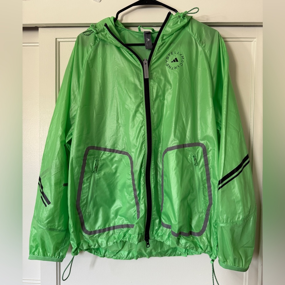 Adidas Green Raincoat Lightweight Water-Resistant